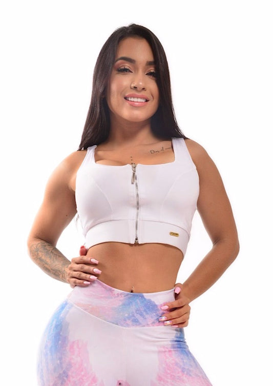 Zipper Athletic Top White